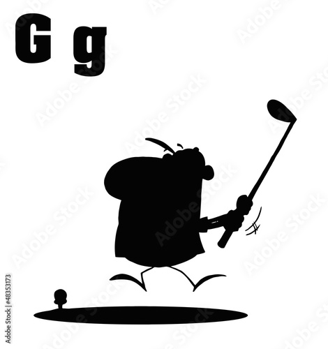 Silhouetted Male Golfer With Letters G