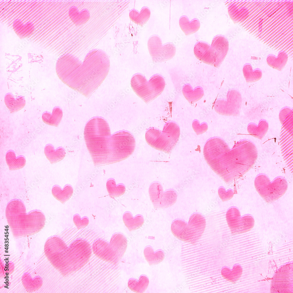 pink striped hearts on old paper
