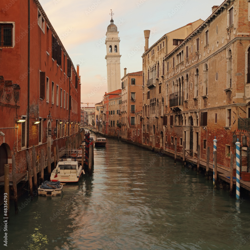 pictorial venetian canal at dusk, Venice