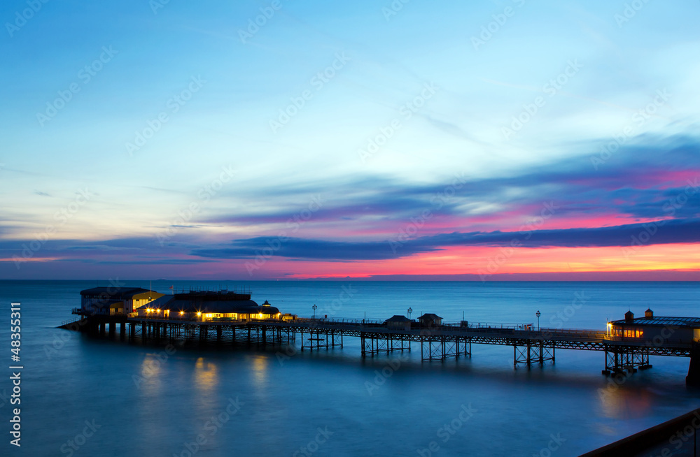 cromer pier at sunrise on english coast