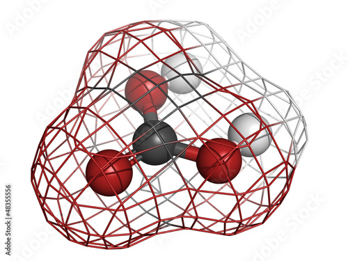 Carbonic acid (H2CO3) molecule, chemical structure. photo