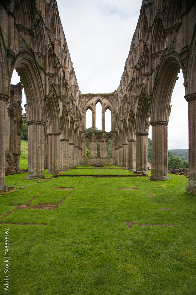 Scenic view of ruins of Rievaulx Abbey