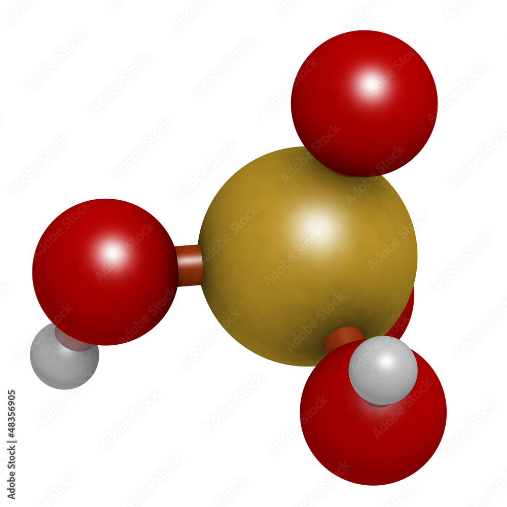 Sulfuric acid (H2SO4, oil of vitriol) molecule, chemical structu Stock