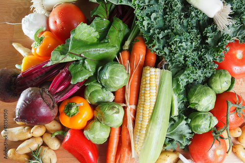 Assortment of colorful healthy raw vegetables