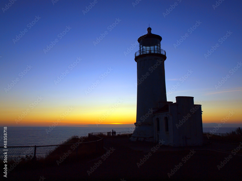 Lighthouse on the Washington Coast at Sunset