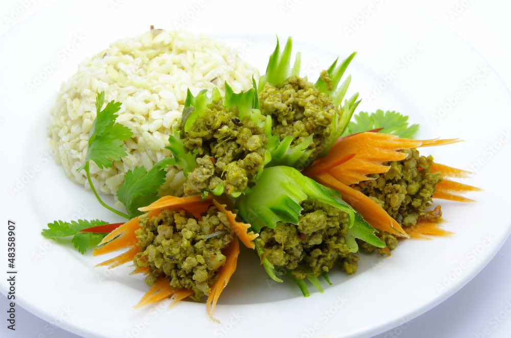Meat stir fried spicy herb curry (Kua Kling) Meat stir fried spicy herb curry (Kua Kling)