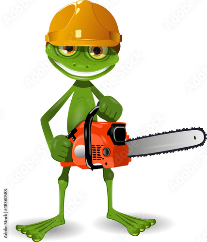 Frog with a chainsaw
