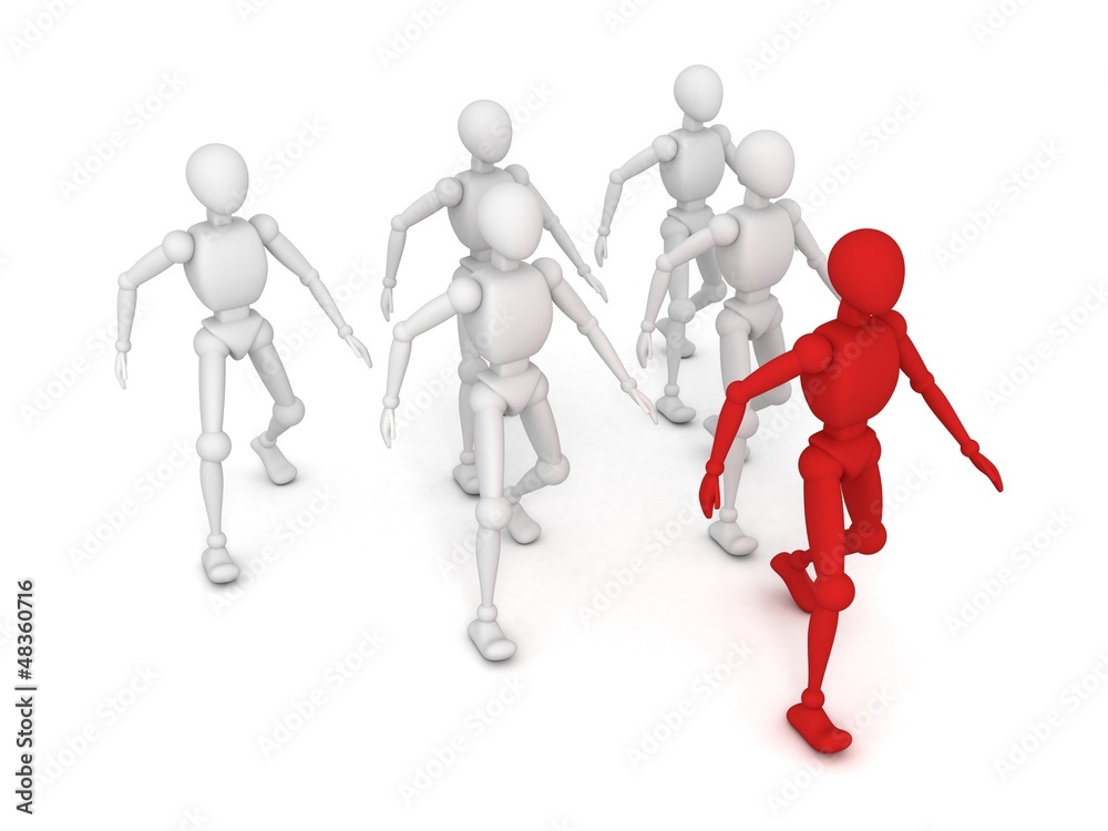 red leader man of white business team group red leader man of white business team group