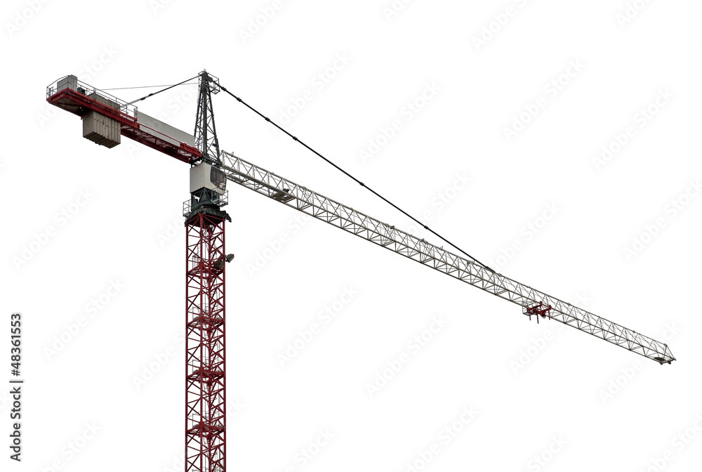 single red and white hoisting crane single red and white hoisting crane