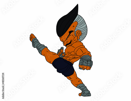 Muay Thai Boran : character cartoon 8 Color (High Kick)