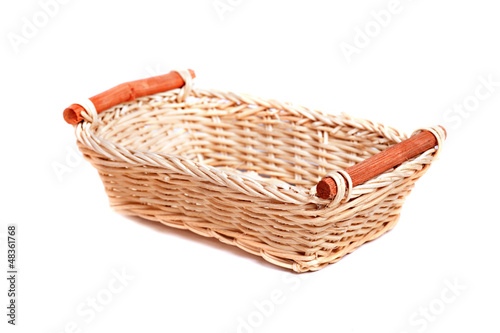 Empty wicker basket.
