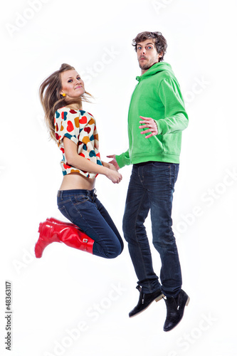 Couple jumping