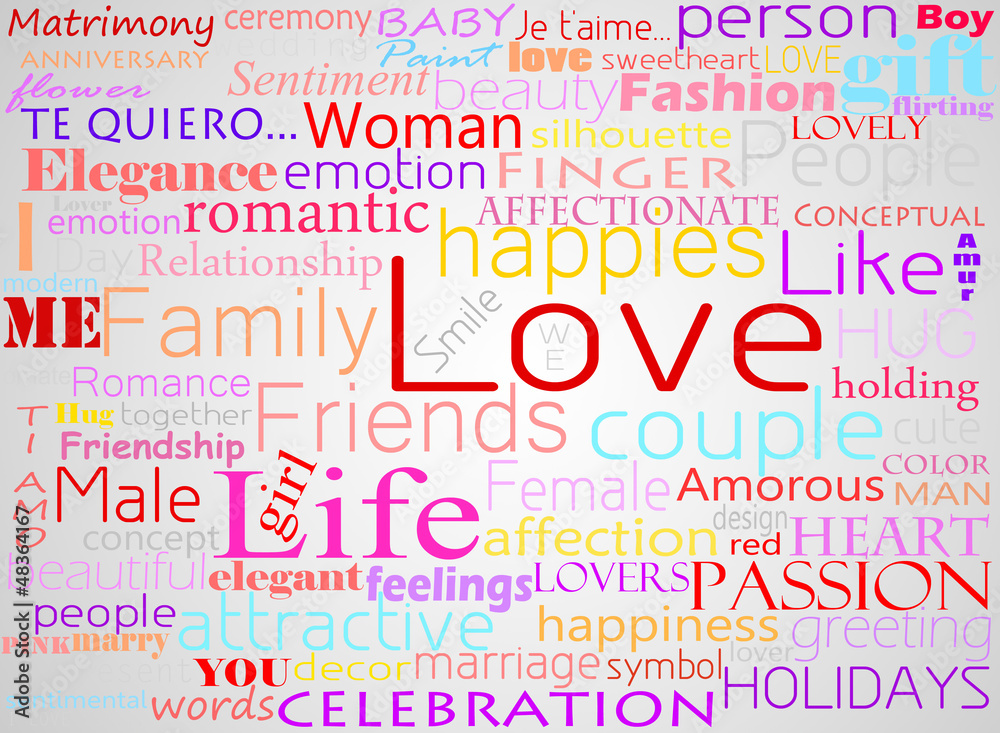 Fototapeta premium Seamless pattern made from words which relate with word love