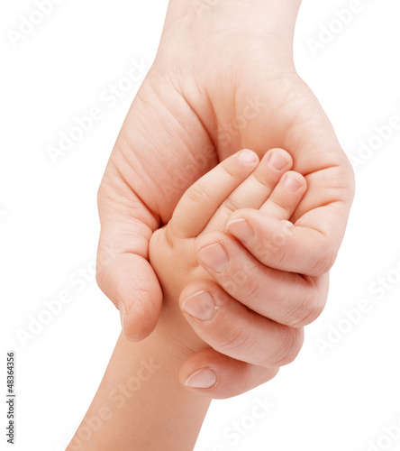 Mother holding child's hand