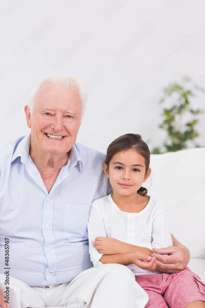 Granddaughter and grandfather portrait