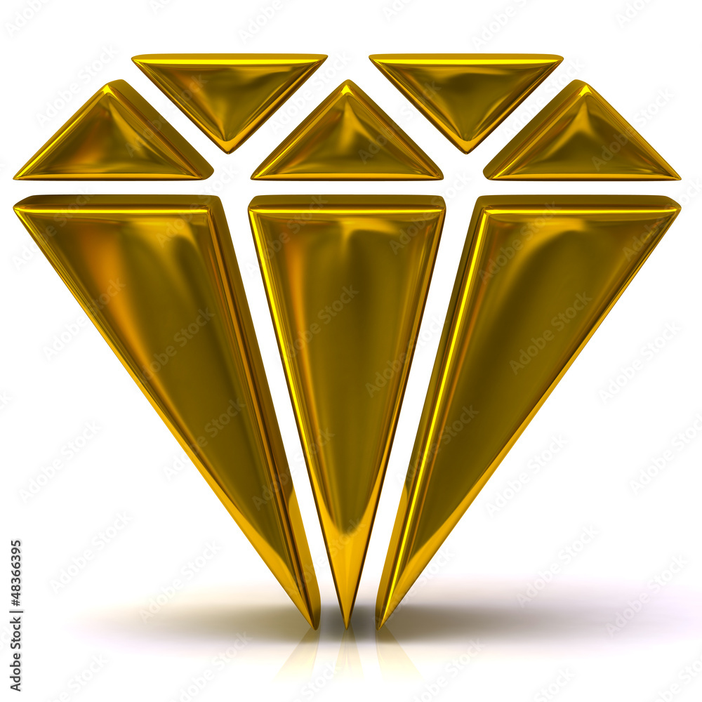 3d illustration of gold diamond icon Illustration Stock | Adobe Stock