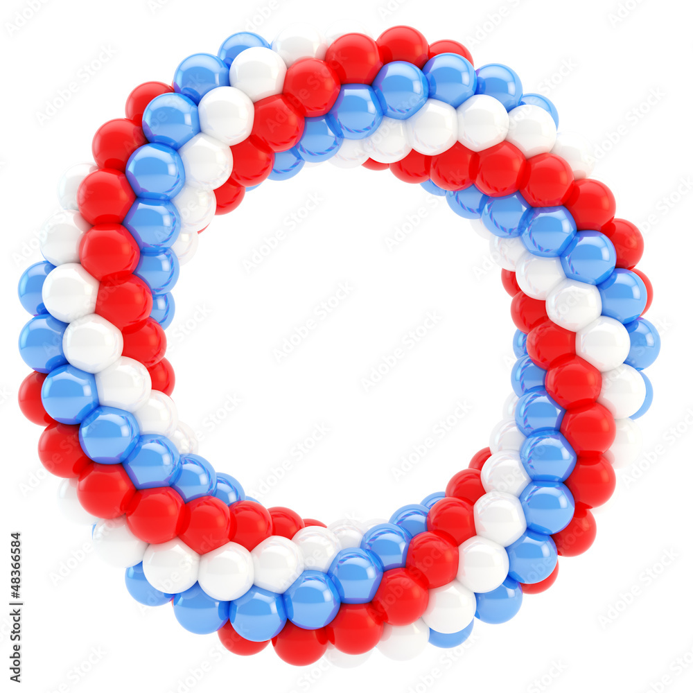 Round empty frame made of spheres isolated Round empty frame made of spheres isolated