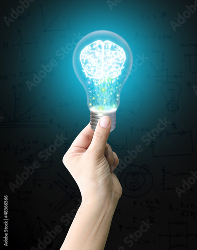 Hand holding lightbulb