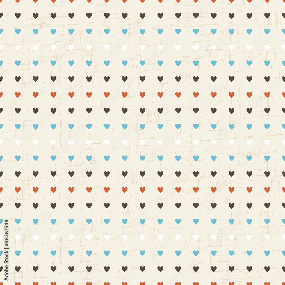 © incomible - Seamless retro pattern of Valentine's hearts.