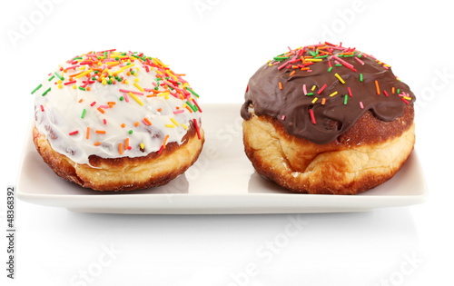 Tasty donuts isolated on white