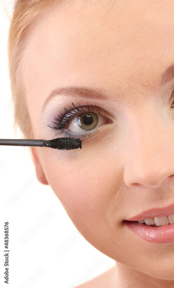 beautiful female eye with bright winter make-up