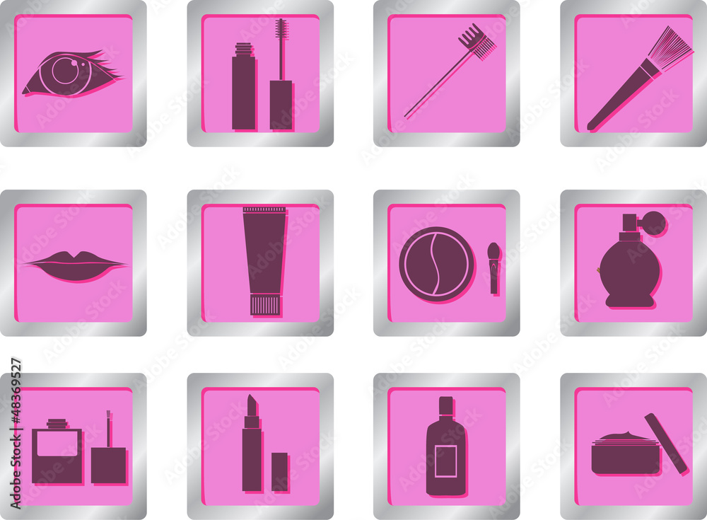 makeup icons on square buttons
