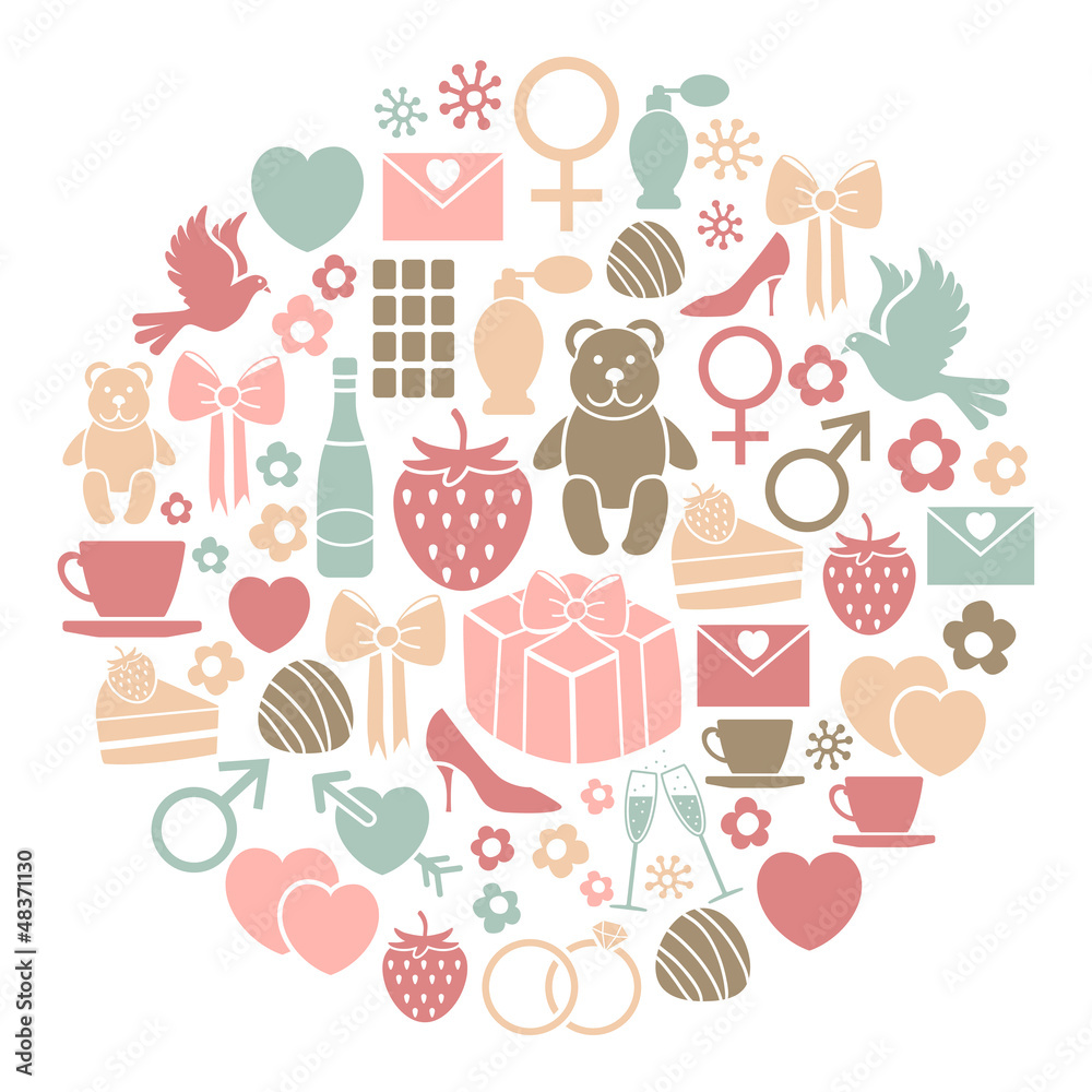 colorful card with valentines icons colorful card with valentines icons