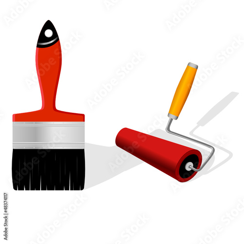 brush and roller vector illustration