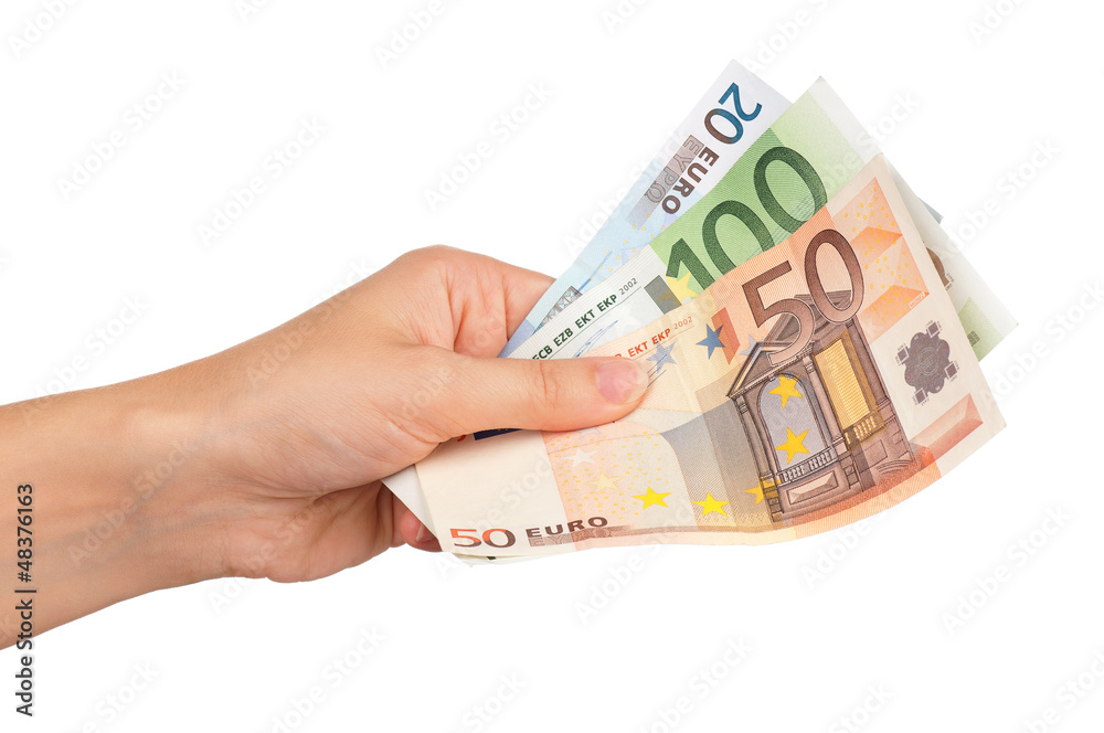 Hand with euro Hand with euro