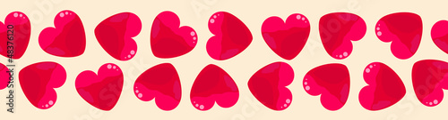 Seamless horizontal line of hearts