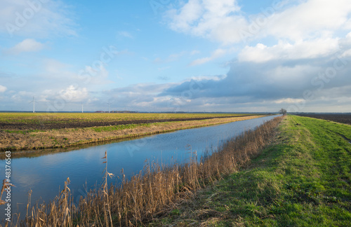 Canal through the countryside in winter
