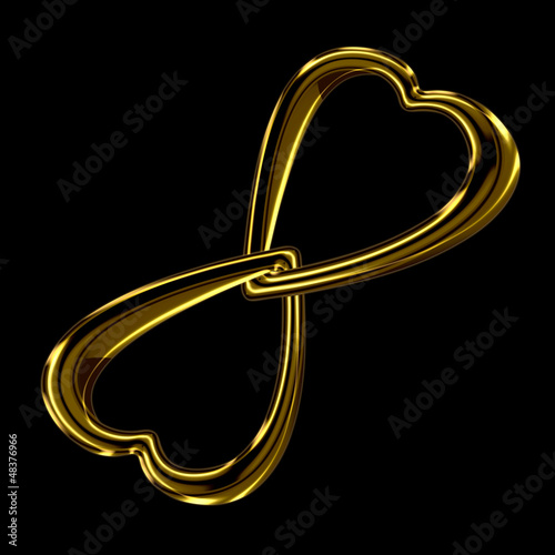 Two linked golden hearts