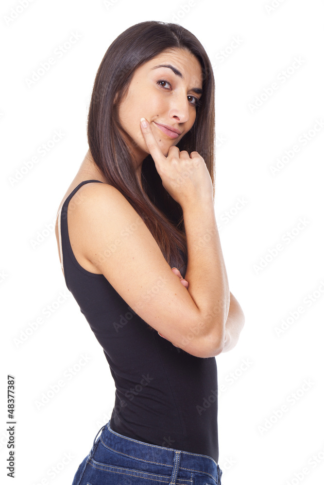 Portrait of beautiful young woman wondering Portrait of beautiful young woman wondering