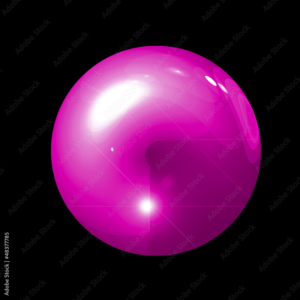 3D glossy, crystal sphere in pink