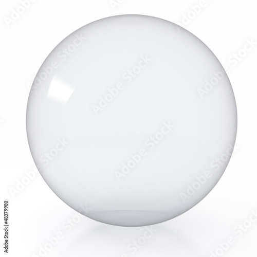 3d render illustration of empty glass ball on white
