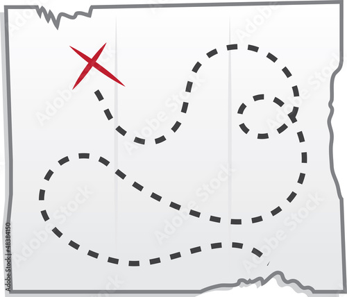 Isolated treasure map with x marking the spot