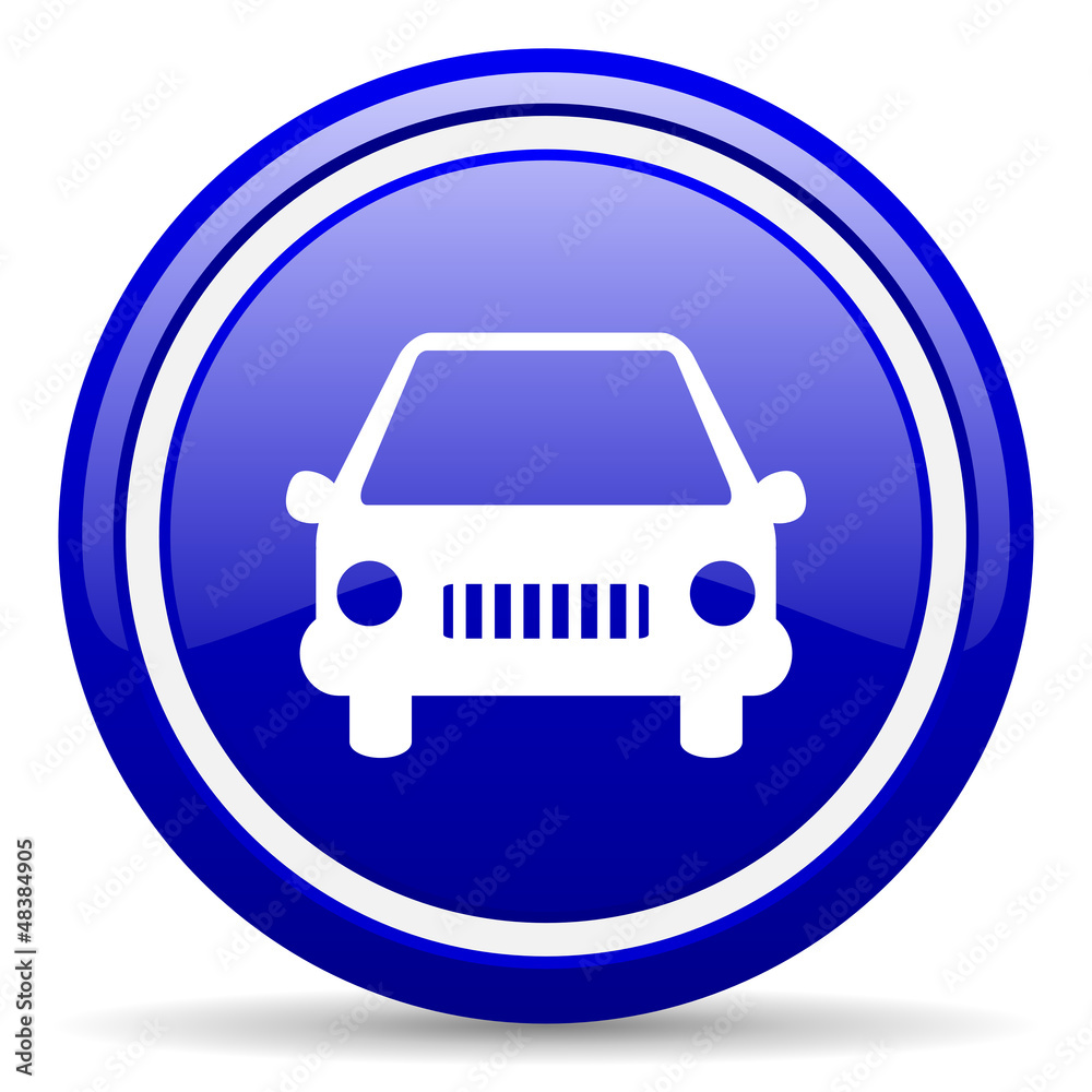 car blue glossy icon on white background car blue glossy icon on white background