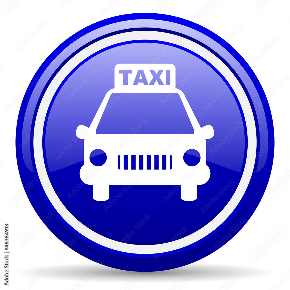 taxi blue glossy icon on white background