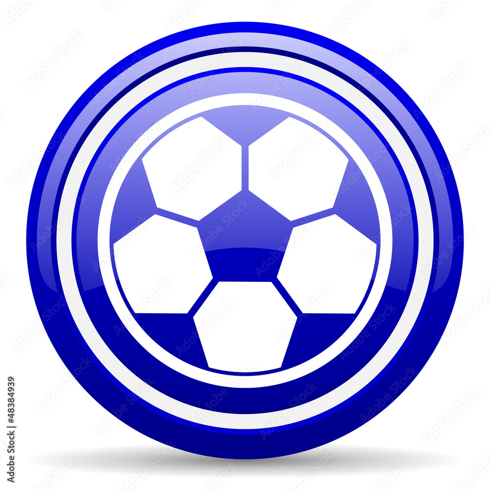 soccer blue glossy icon on white background soccer blue glossy icon on white background