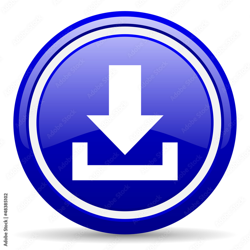 download blue glossy icon on white background download blue glossy icon on white background