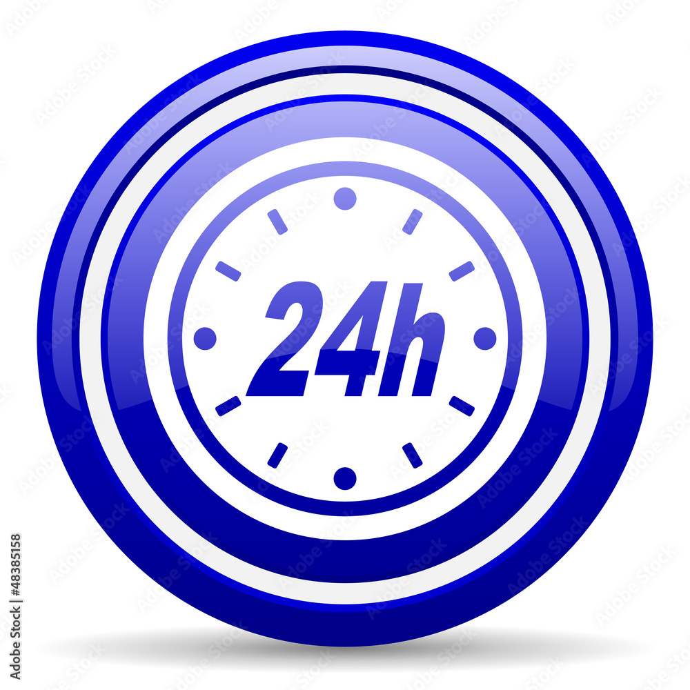 24h blue glossy icon on white background 24h blue glossy icon on white background