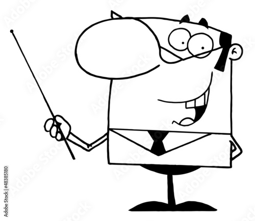 Outlined Businessman Holding A Pointer Stick