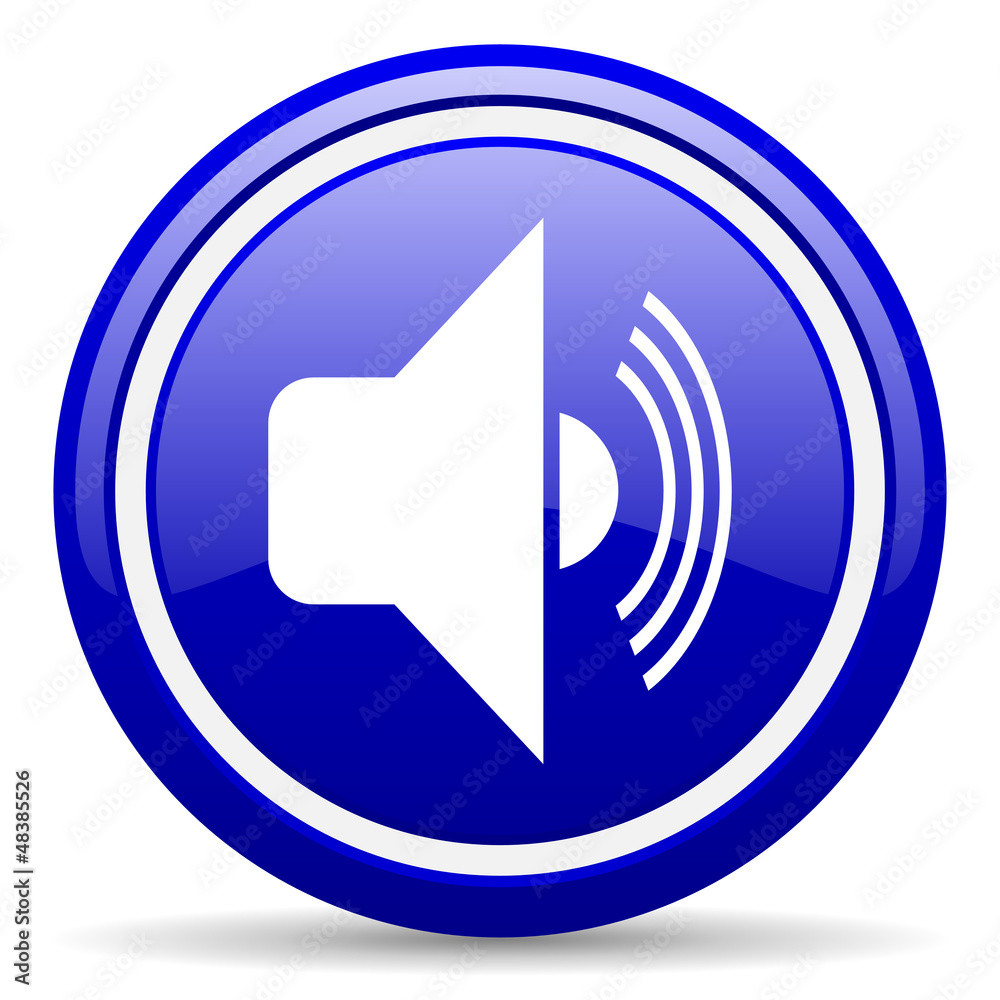 volume blue glossy icon on white background volume blue glossy icon on white background