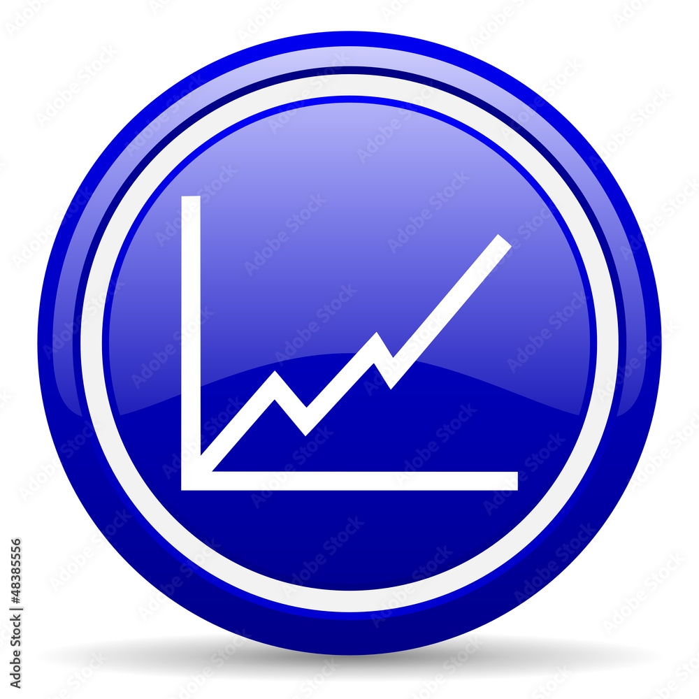 chart blue glossy icon on white background chart blue glossy icon on white background