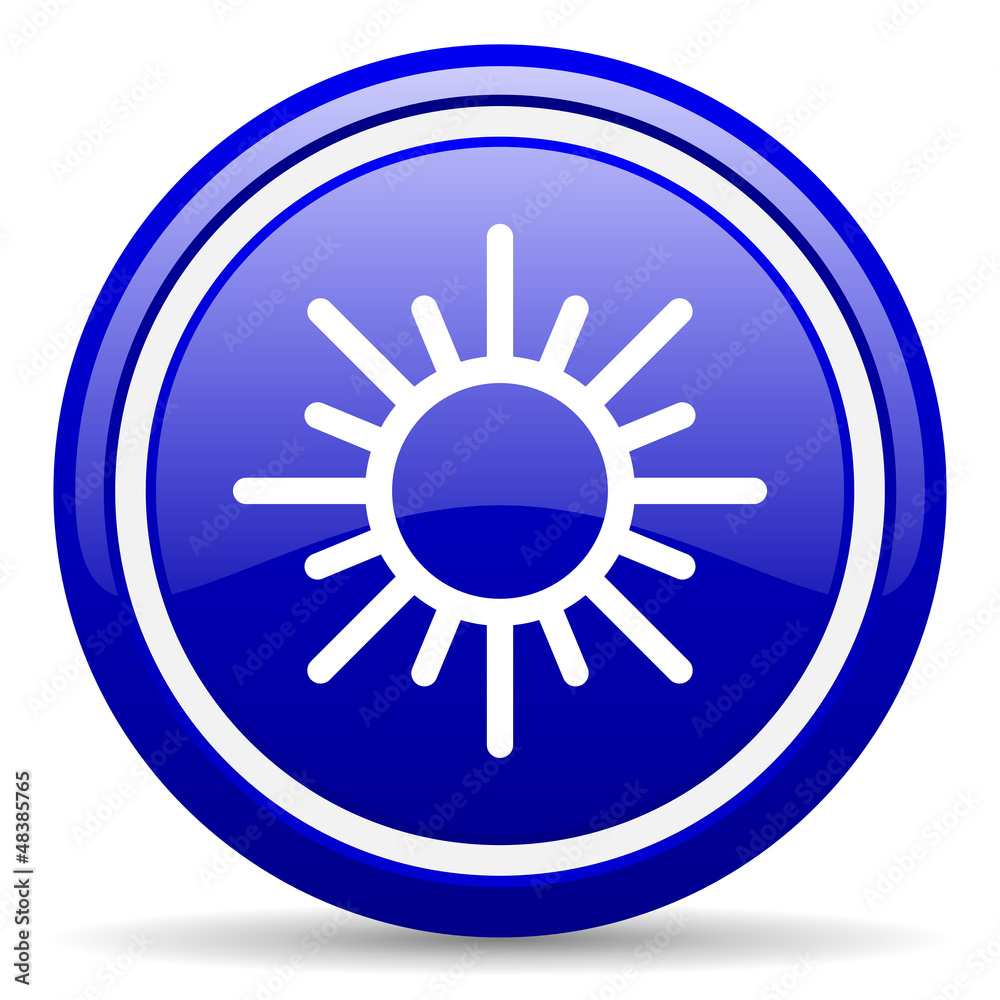 sun blue glossy icon on white background sun blue glossy icon on white background