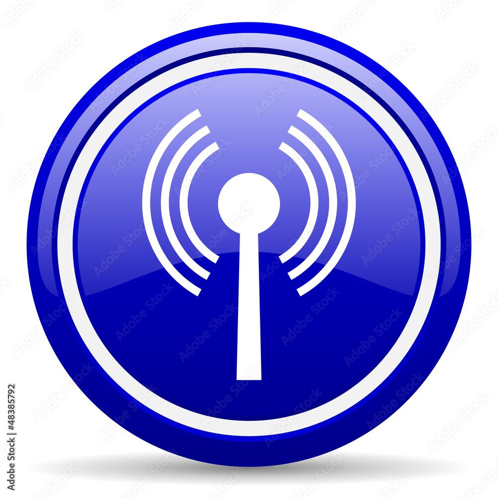 wifi blue glossy icon on white background wifi blue glossy icon on white background