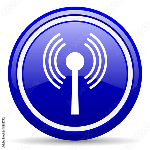 wifi blue glossy icon on white background