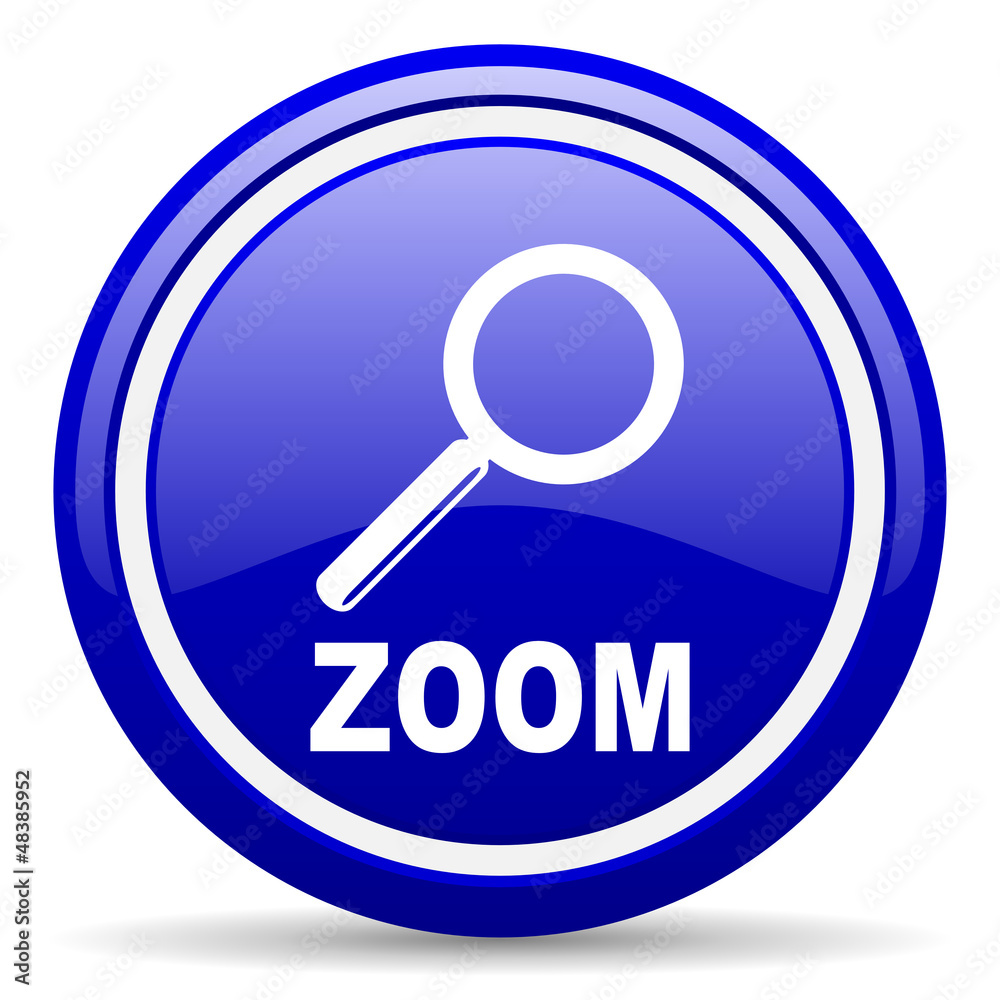 zoom blue glossy icon on white background zoom blue glossy icon on white background