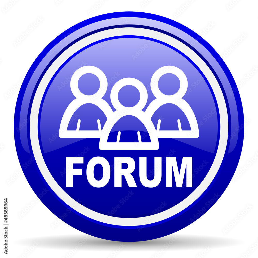 forum blue glossy icon on white background forum blue glossy icon on white background