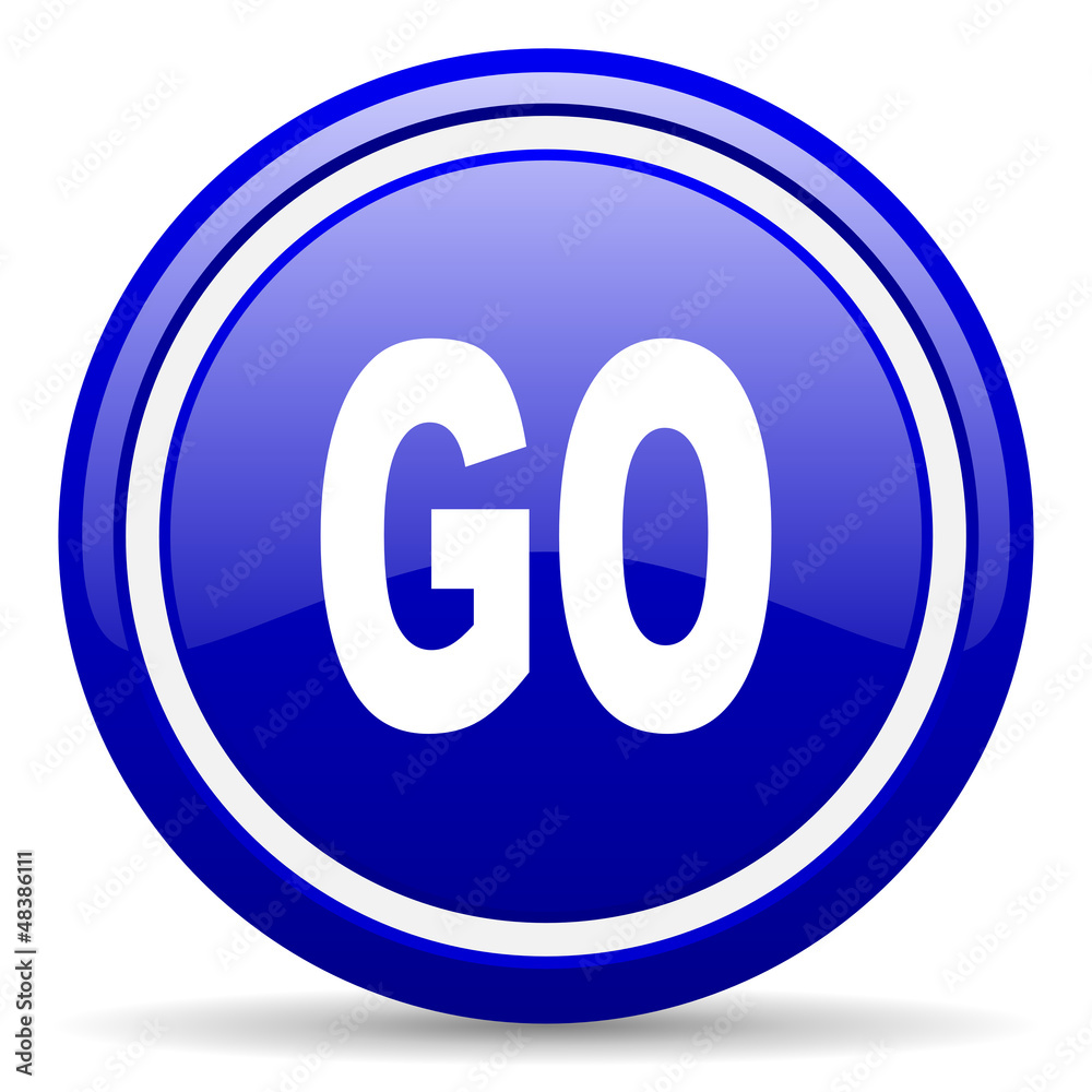 go blue glossy icon on white background go blue glossy icon on white background